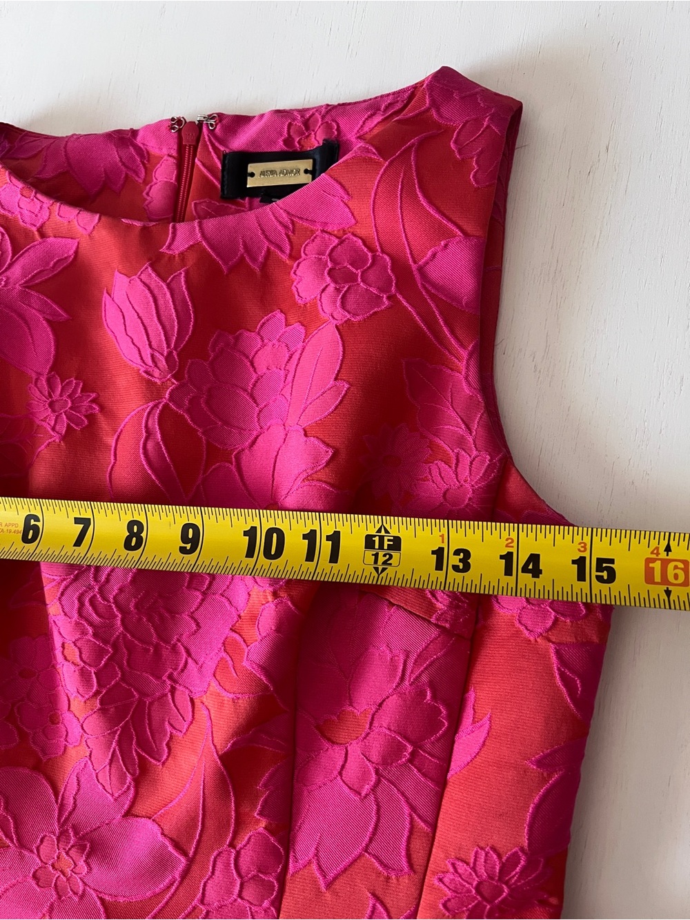 Alexia Admor Fuchsia Pink & Orange Floral Jacquard Fit & Flare Dress - Size S - Picture 7 of 11